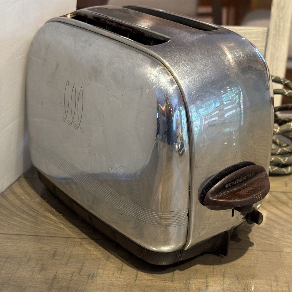 VTG Toastmaster Pop-Up Toaster IB12 Chrome 2 Slice MCM Retro Tested Works